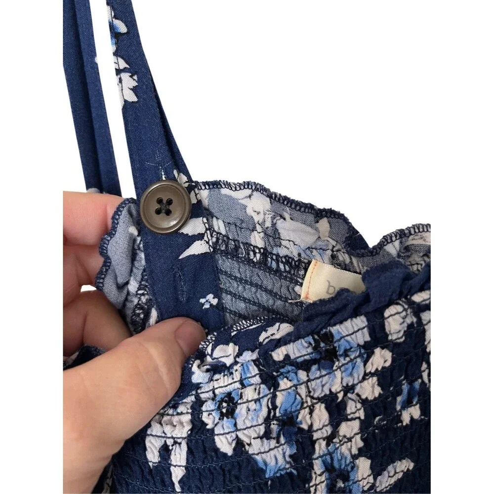 Band Of Gypsies Tiered Ruffle Mini Dress Blue Floral Large
